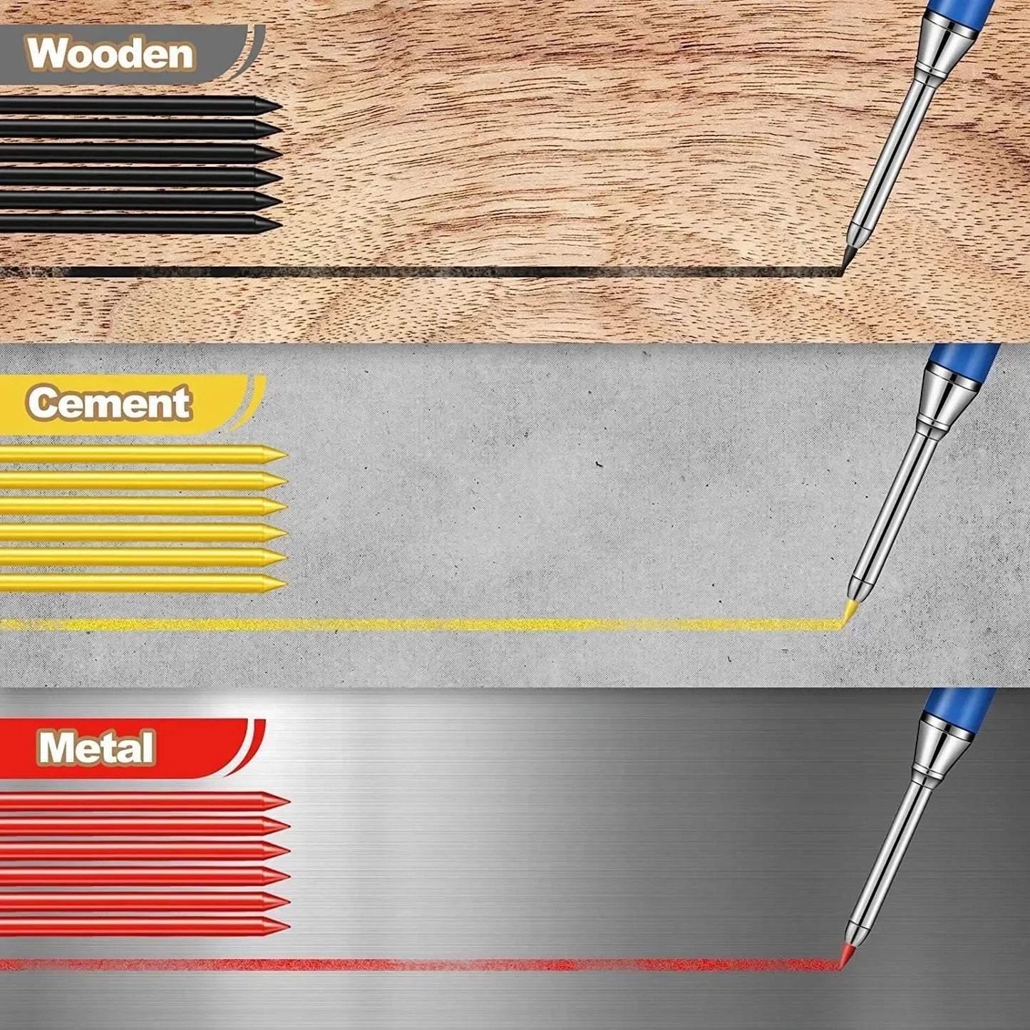 2.8mm Solid Carpenter Mechanical Pencil with Sharpener for Woodworking Construction Long Head Carpenter Pencil Stationery Supply Beauty World Shop