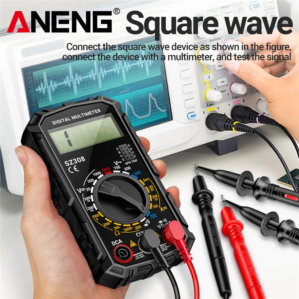 ANENG SZ308 Digital Multimeter   AC/DC Current Meter Voltage Resistance Meter Electrician LCD Backlight Ohm Square Wave Test Beauty World Shop