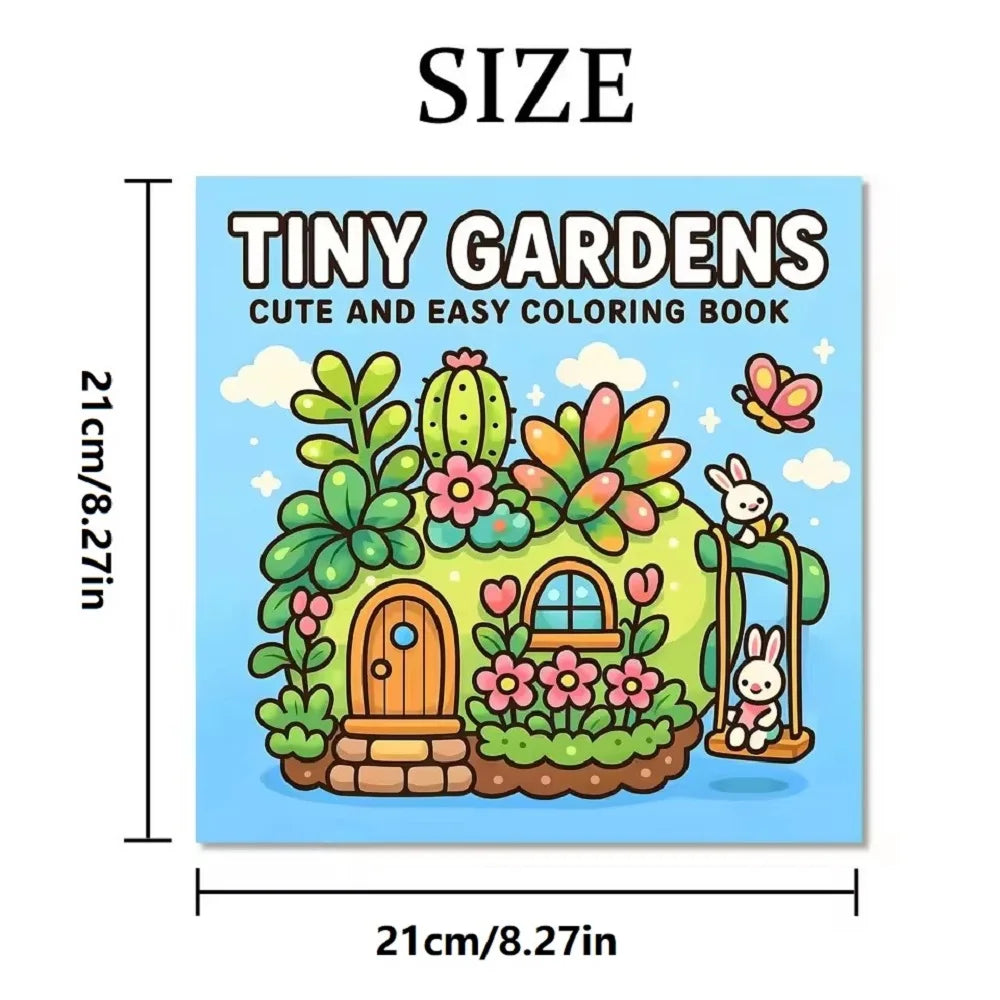 TINY GARDENS Coloring Book for Adults - Bold & Easy Cute Patterns, Relaxing Drawing Gift for Birthday & Party Beauty World Shop