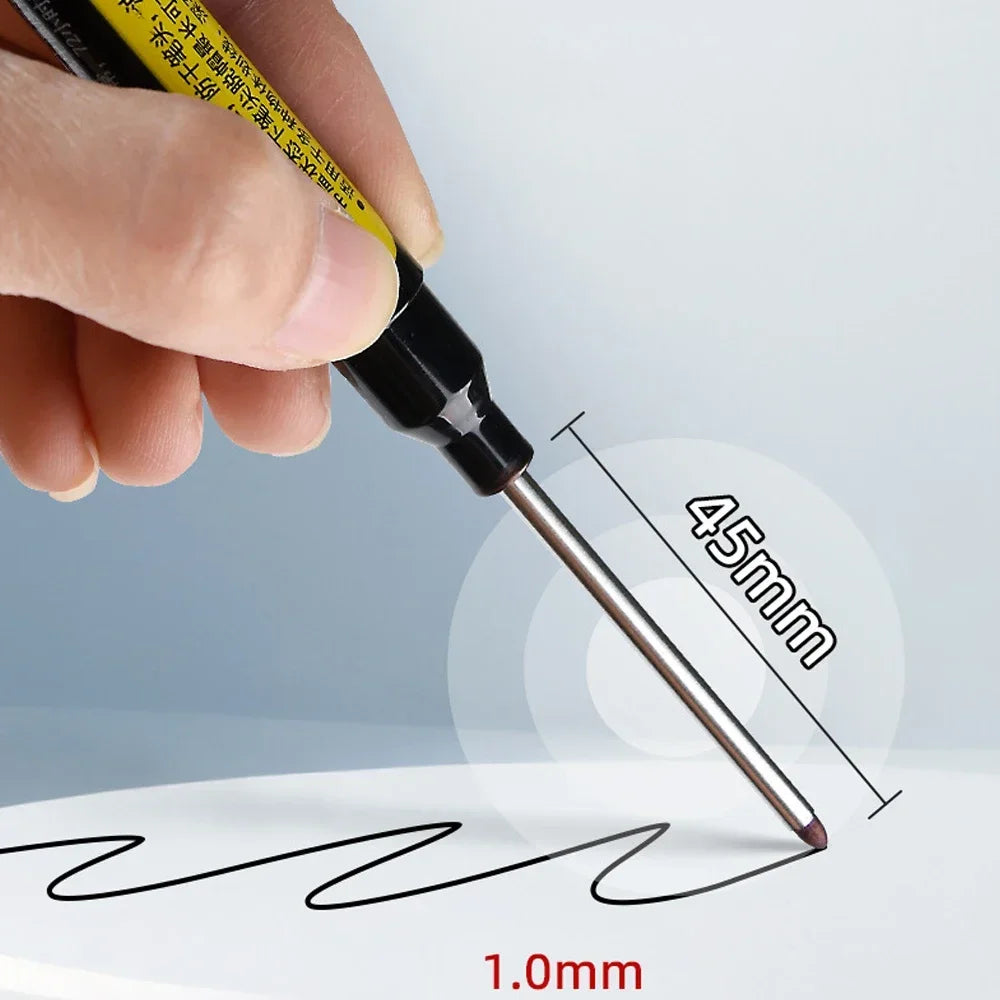 45mm Waterproof Deep Hole Marker Pens Long Nib Head Carpenter Pen Black/Blue/Red Ink for Multi-Purpose Woodworking Hand Tools Beauty World Shop