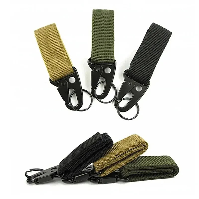 2pcs Tactical Hanging Buckle Molle Nylon Webbing Carabiner Belt Triangle Keychain for Outdoor Climbing Camping Tool Accessory Beauty World Shop