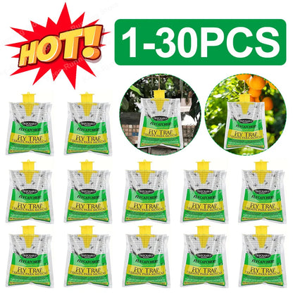 1-30Pcs Hanging Fly Trap Disposable Fly Catcher Bag Mosquito Trap Catcher Fly Wasp Insect Bug Killer Flies Trap for Outdoor Beauty World Shop