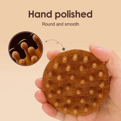 Sandalwood Massage Comb Finger Ring Comb Head Meridian Comb Scalp Massager Anti-Static Wooden Brush Guasha Tool for Full Body Beauty World Shop