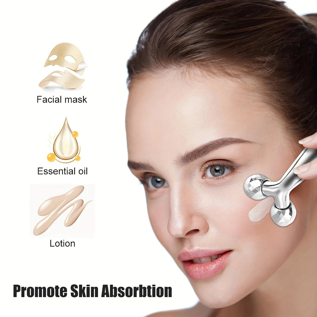 Facial care set, including a stainless steel facial gua sha tool with 3D roller massage function and an eye massager Beauty World Shop