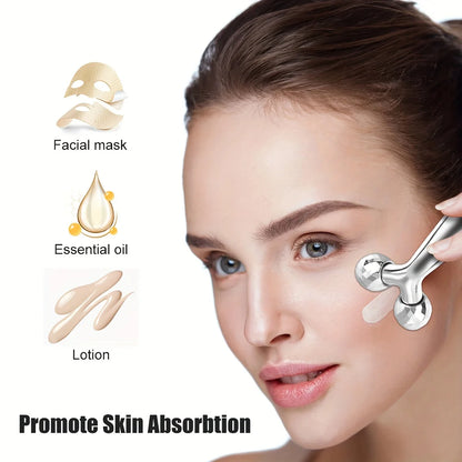 Facial care set, including a stainless steel facial gua sha tool with 3D roller massage function and an eye massager Beauty World Shop
