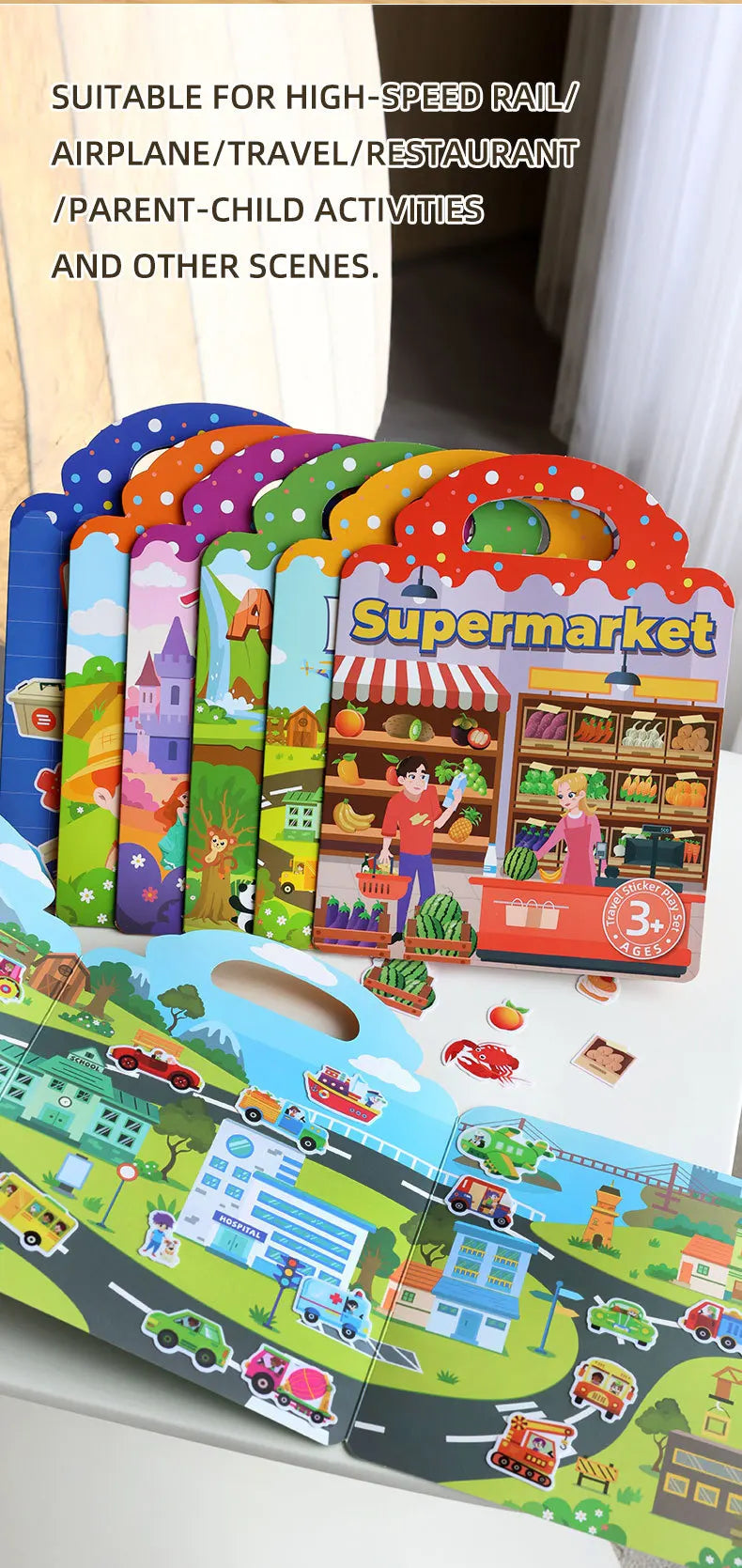 1 Book Jelly Sticker Book Quiet Book DIY Fun for Children's Scene Stickers Repeatedly Paste Puzzle Sticker Book Beauty World Shop