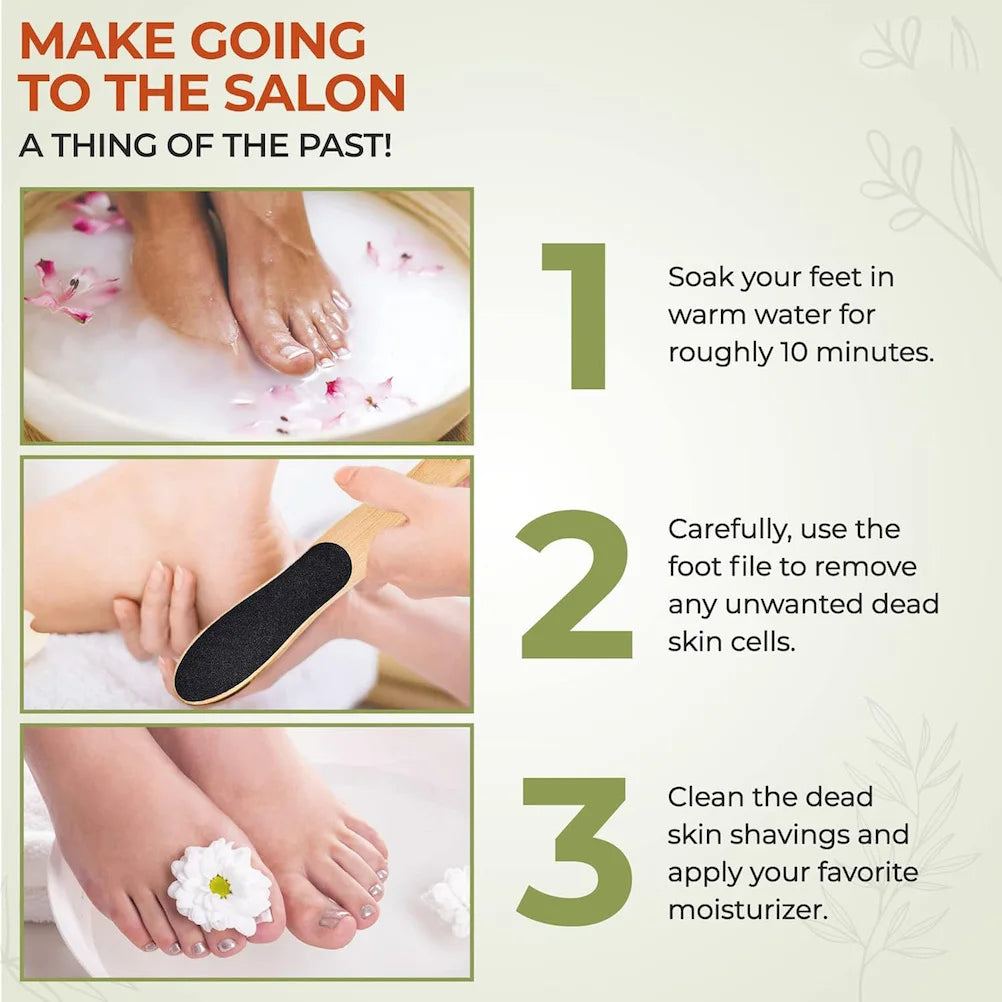 Professional Foot File Double Sided Deadskin Callus Remover for Feet Wooden File to Smooth Hard Coarse Tough Skin Foot Care Tool Beauty World Shop