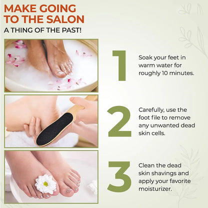 Professional Foot File Double Sided Deadskin Callus Remover for Feet Wooden File to Smooth Hard Coarse Tough Skin Foot Care Tool Beauty World Shop