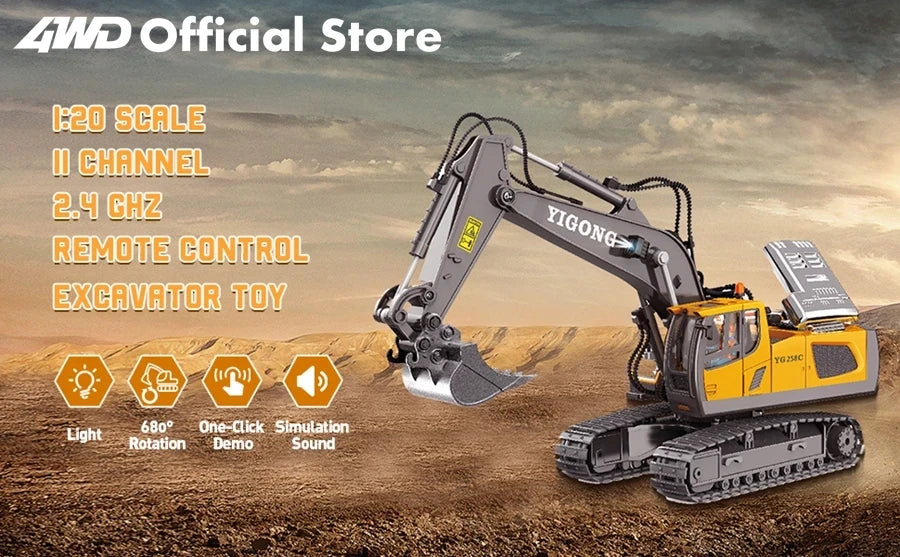 4WD Remote Control Excavator 4x4 Alloy Dump Truck Bulldozer Radio Model RC Car Construction Vehicle Toy Children Kids Gifts Beauty World Shop