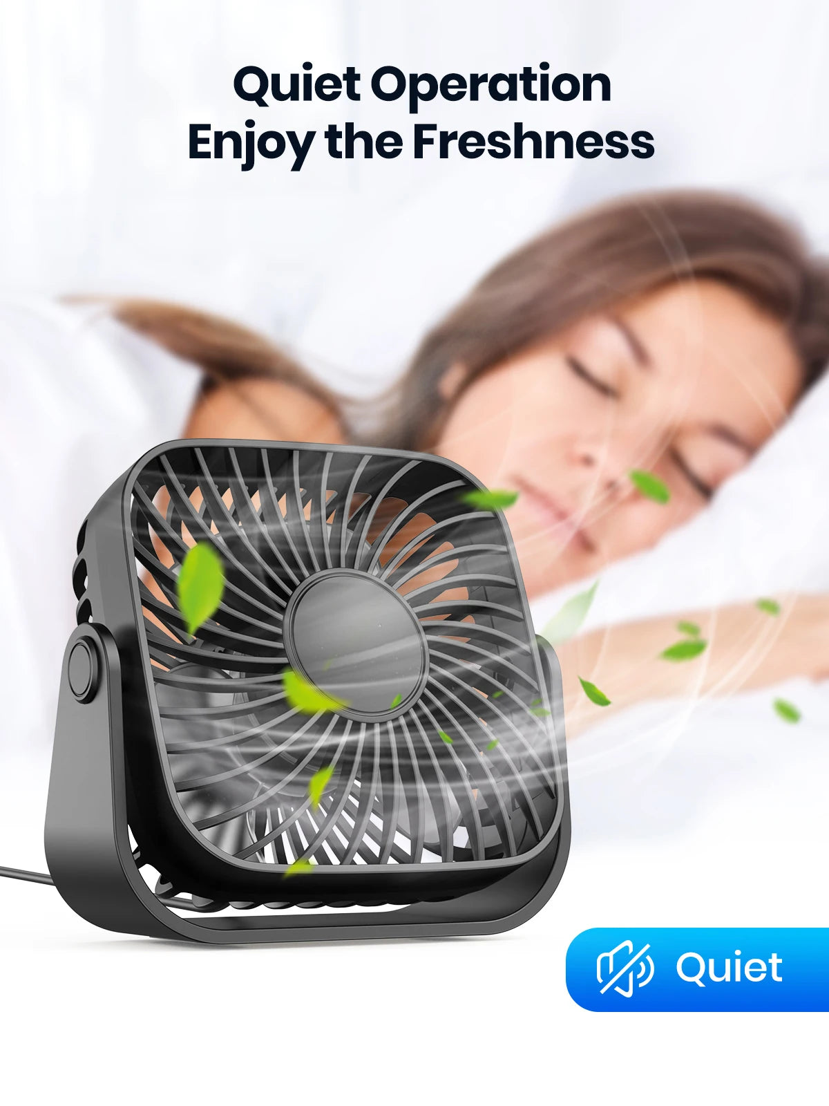 TOPK 4Inch USB Mini Portable Fan for Camping,3 Speeds Quiet Desk Table Personal Fan,360°Adjustment Standing fans for room Home Beauty World Shop