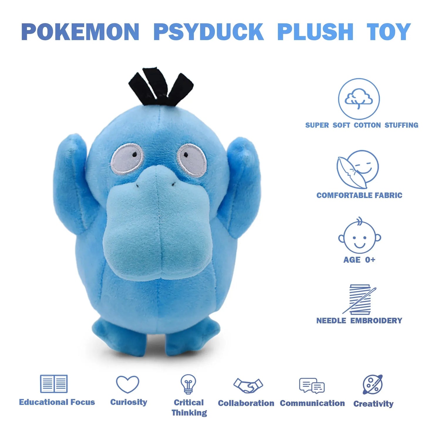 Gengar Shiny Psyduck Jigglypufff Plush Toy, Peluche Dolls Psyduck Stuffed Figure for Kids Gift Stuffed Collection Doll Beauty World Shop