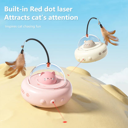 Smart Teaser Cat Toy Electric UFO Cat Teaser Stick With Bell Training Pet Toys Replaceable Feather Interactive Cat Supplies Beauty World Shop