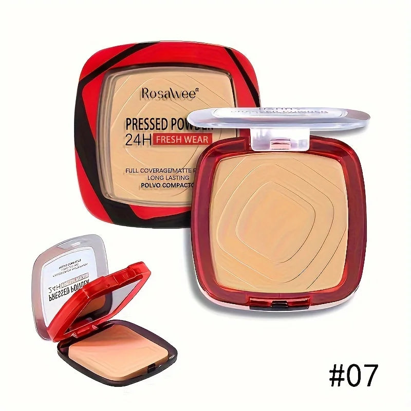 Matte Full Coverage Pressed Powder Foundation With Puff Applicator, 24H Fresh Wear Matte Weightless Finishing Powder Makeup Beauty World Shop