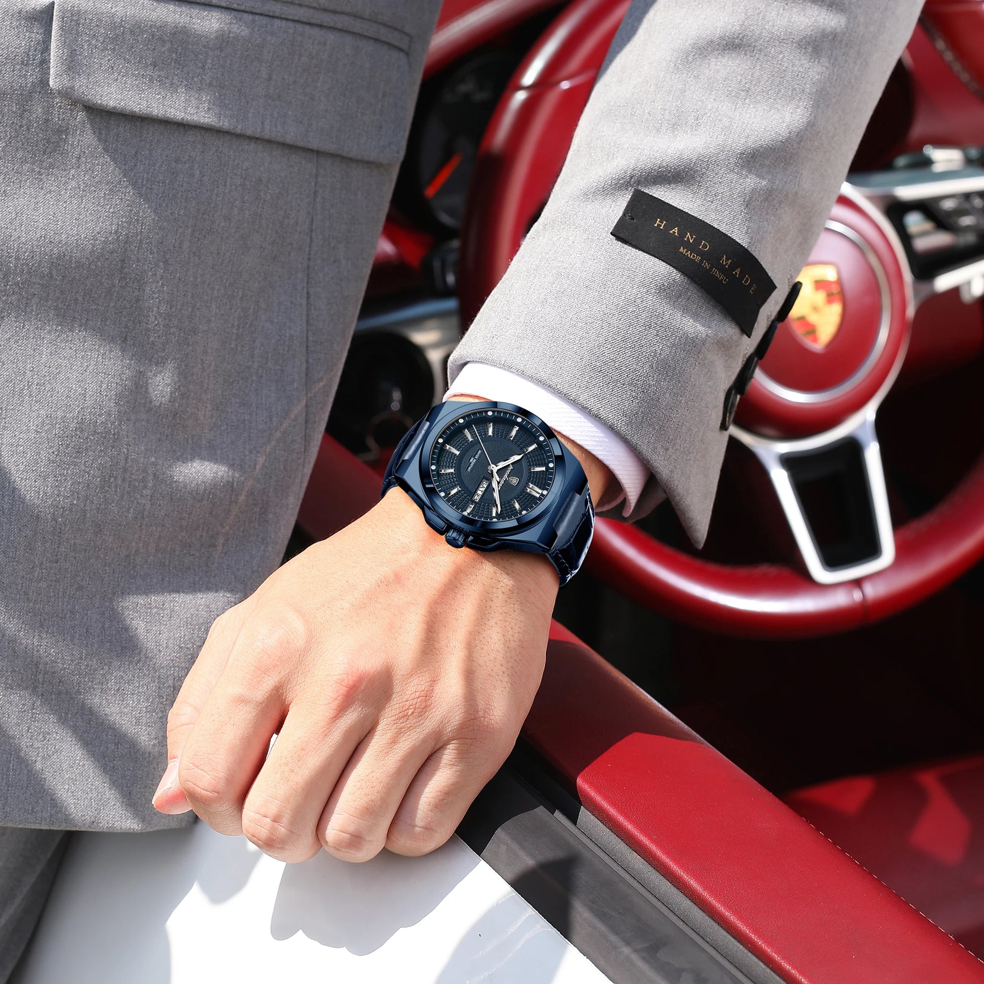 POEDAGAR Fashion Brand Man Wristwatch Waterproof Luminous Date Week Quartz Luxury Men's Watches Leather Business Men Watch Reloj Beauty World Shop