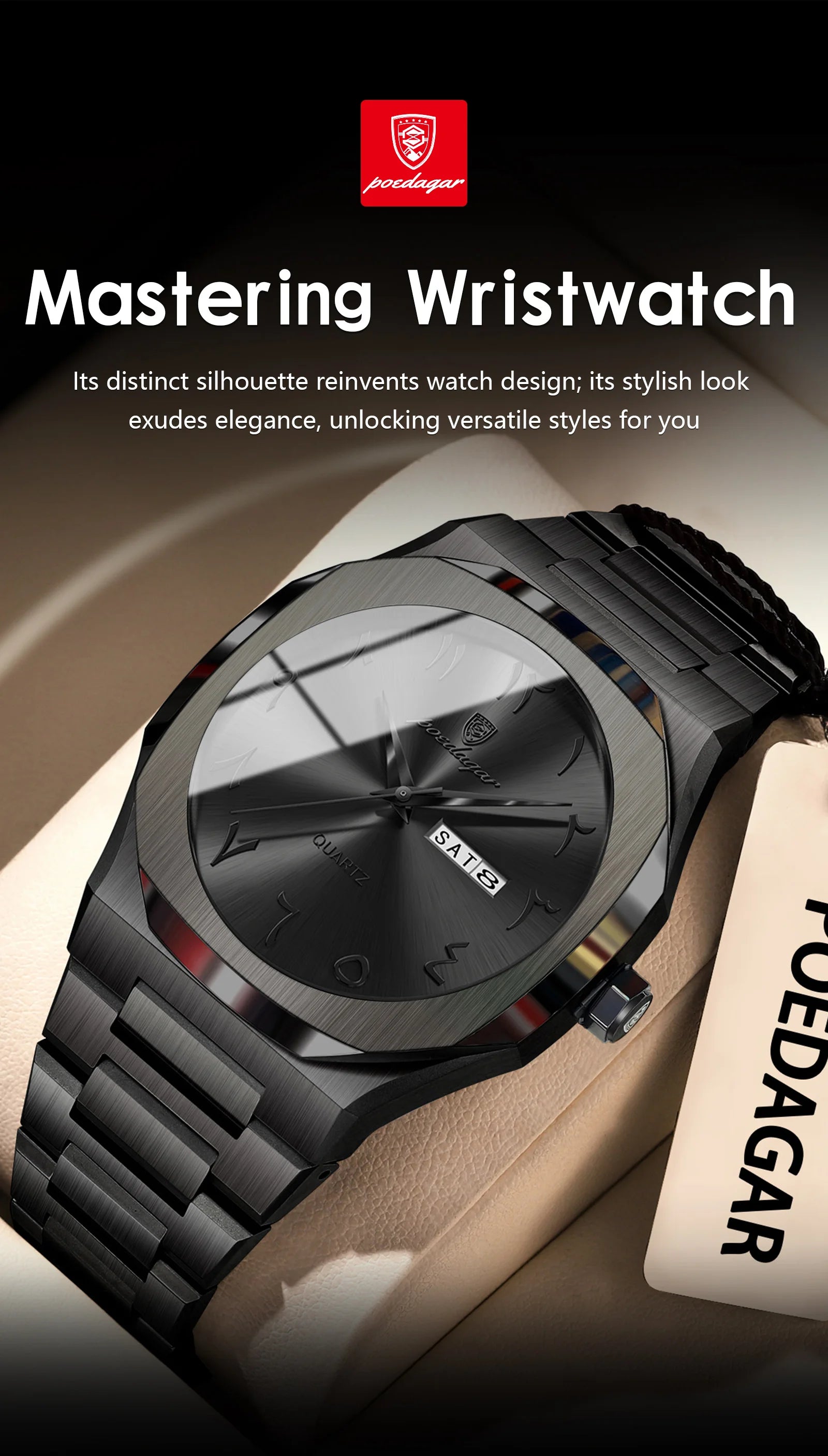 POEDAGAR Original Luxury Men's Watch Waterproof Week Date Fashion Men Wristwatch Quartz Stainless Steel Man Watches Reloj Hombre Beauty World Shop