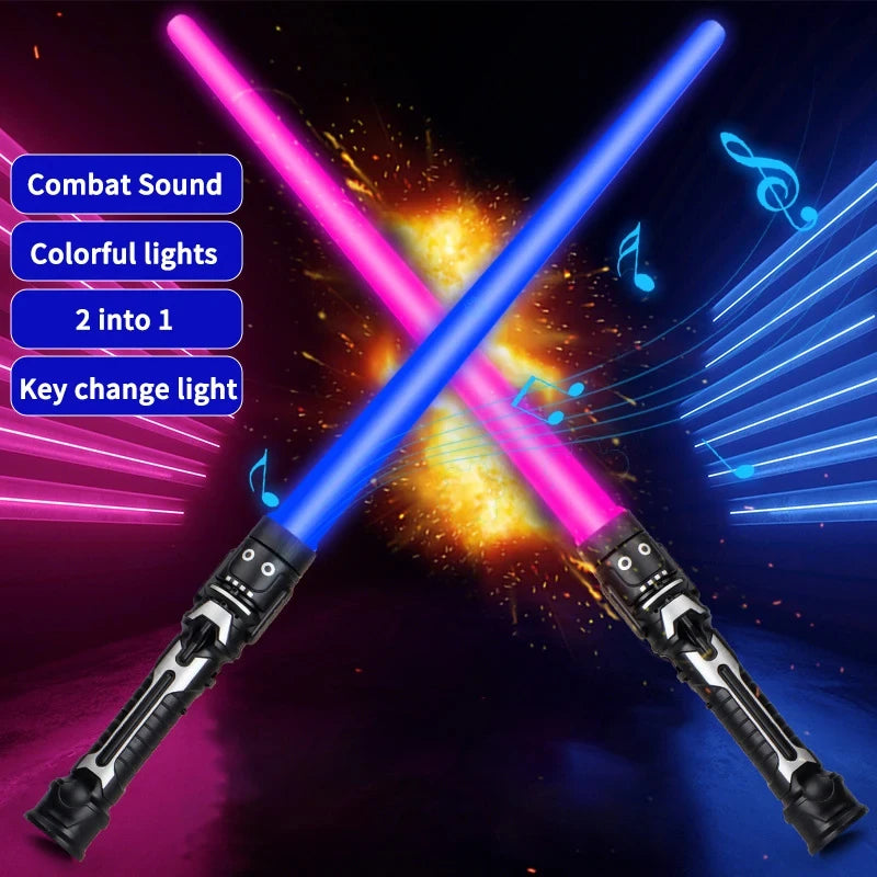 2-in-1 Lightsaber Telescopic Flash Sword Toy Red & Blue or 7 Colours for Kids Gift Party Favors Dress Up Rave Prop with Sound Beauty World Shop