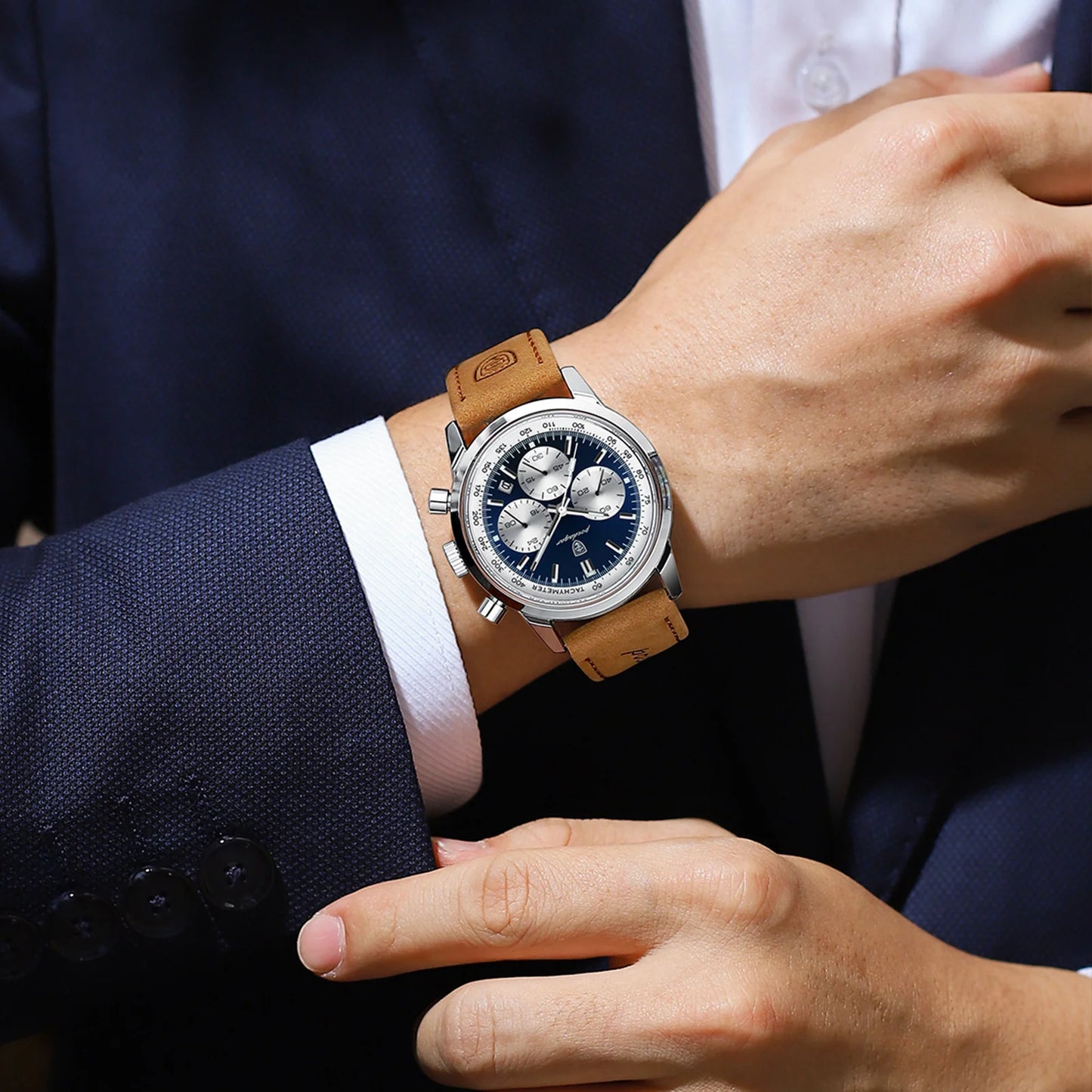 POEDAGAR Top Brand Men's Quartz Watch Waterproof Luminous Chronograph Military Man Watch Luxury Fashion Leather Watches For Men Beauty World Shop