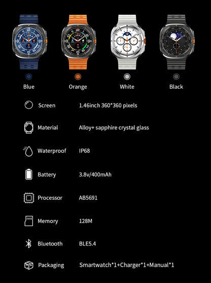 Smart Watch 8 Ultra 2025 Color Matching GPS Compass Smart Watch BT call NFC IP68 Waterproof 4GB Health monitoring Reduction 100% Beauty World Shop