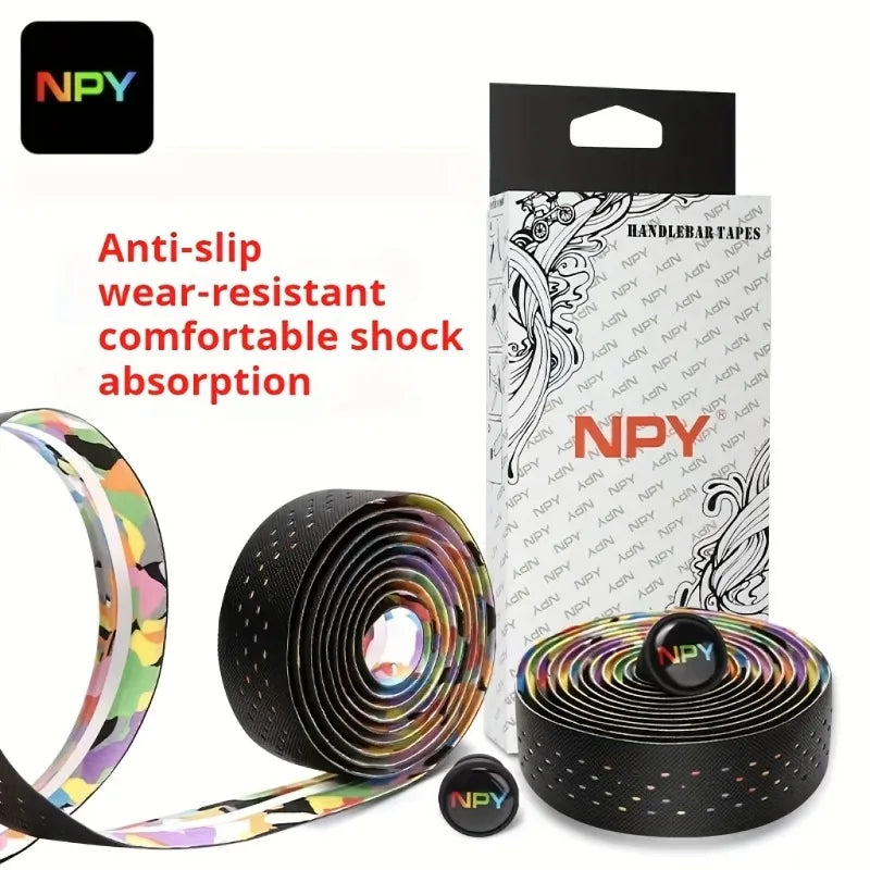 NPY2026 Road Bike Cycling Bar Colorful Tape Bicycle Handle Belt Cork EVA  Damping AntiVibration Tape Wrap With 2 Plug Fixed Gear Beauty World Shop