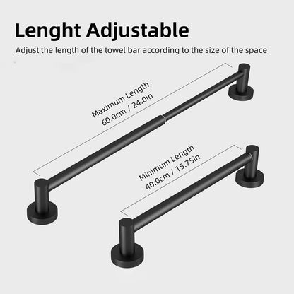 Towel Bar Adjustable 40cm to 60cm Bathroom Towel Rack SUS304 Stainless Steel Towel Rack Wall Mounted Towel Holder Beauty World Shop