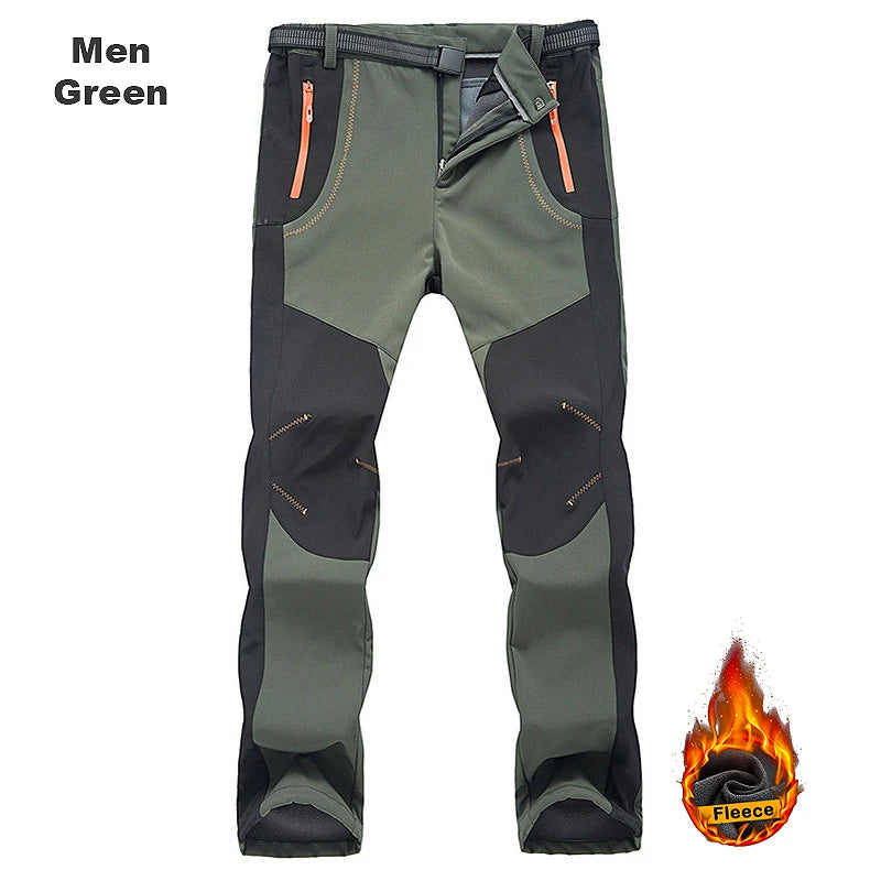 LNGXO Thick Warm Fleece Hiking Pants Men Winter Waterproof Windproof Outdoor Soft Shell Rain Trousers Trekking Camping Ski Pants Beauty World Shop