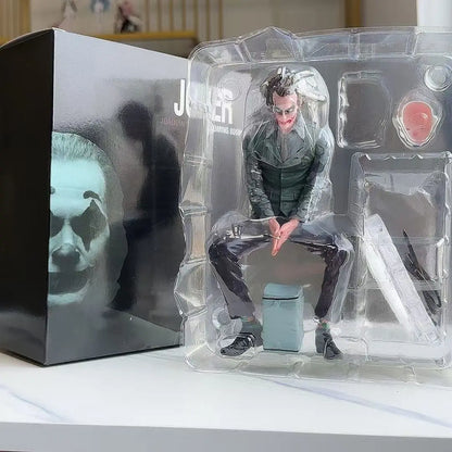 16cm Joker Heath Ledger Action Figure Sitting Green Suit Handheld Joker Mask Doll Desktop Decoration Model Toy Christmas Gift Beauty World Shop