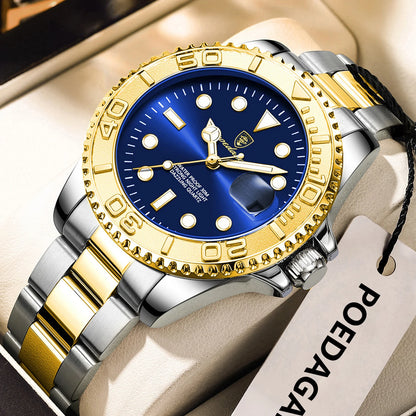 POEDAGAR Original Luxury Man Wristwatch Waterproof Luminous Date Men Watch Stainless Steel Fashion Business Men's Quartz Watches Beauty World Shop
