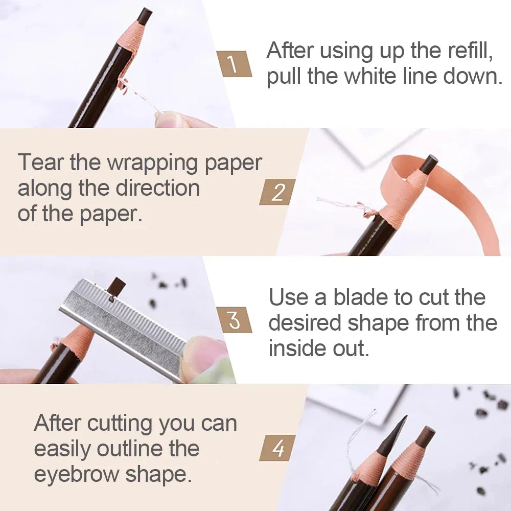 5pcs Professional Microblading Pencil Permanent Eyebrow Pencil Tattoo Waterproof Art Tint Makeup Eye Brow Pen Enhancers Cosmetic Beauty Trend Shop