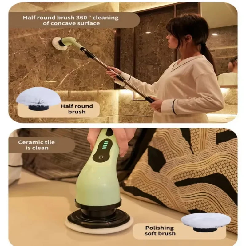 9-in-1 Electric Cleaning Brush Electric Spin Cleaning Scrubber Electric Cleaning Tools Parlour Kitchen Bathroom Cleaning Gadgets Beauty World Shop