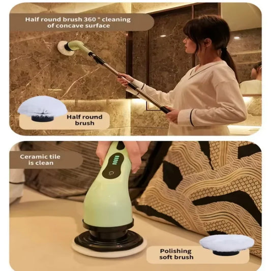 9-in-1 Electric Cleaning Brush Electric Spin Cleaning Scrubber Electric Cleaning Tools Parlour Kitchen Bathroom Cleaning Gadgets Beauty World Shop