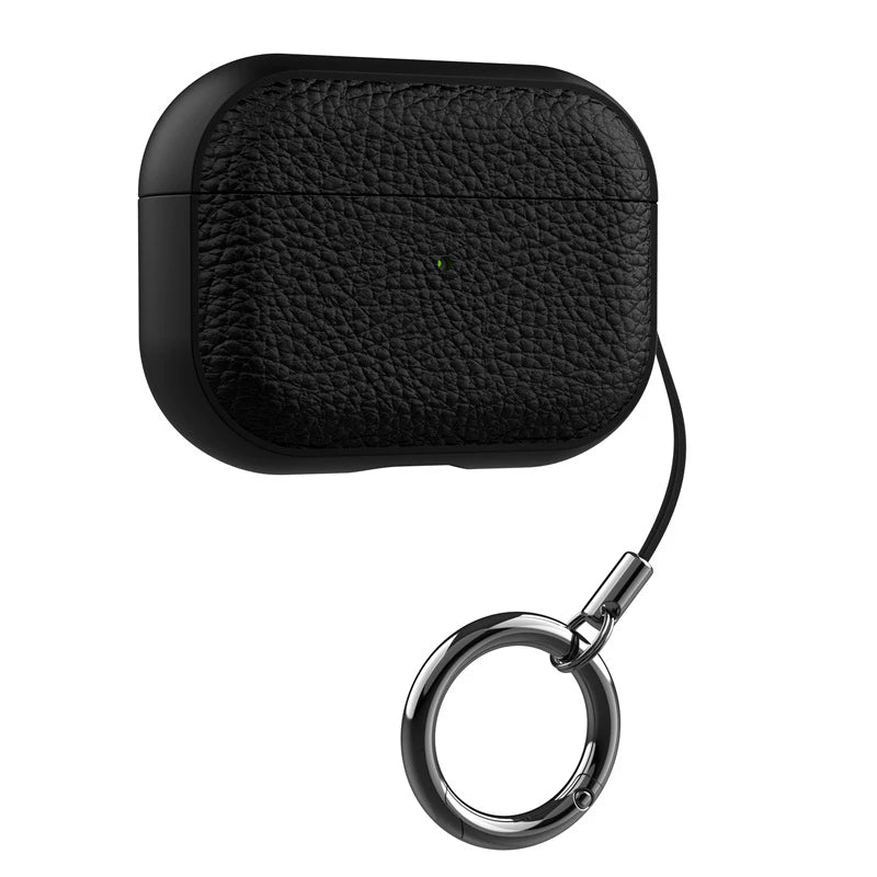 For Airpods Pro3 Case Luxury Lychee Leather Business Earphone Case with Hook Strap Headphone Cover For Apple AirPods 4 3 2 1 Pro