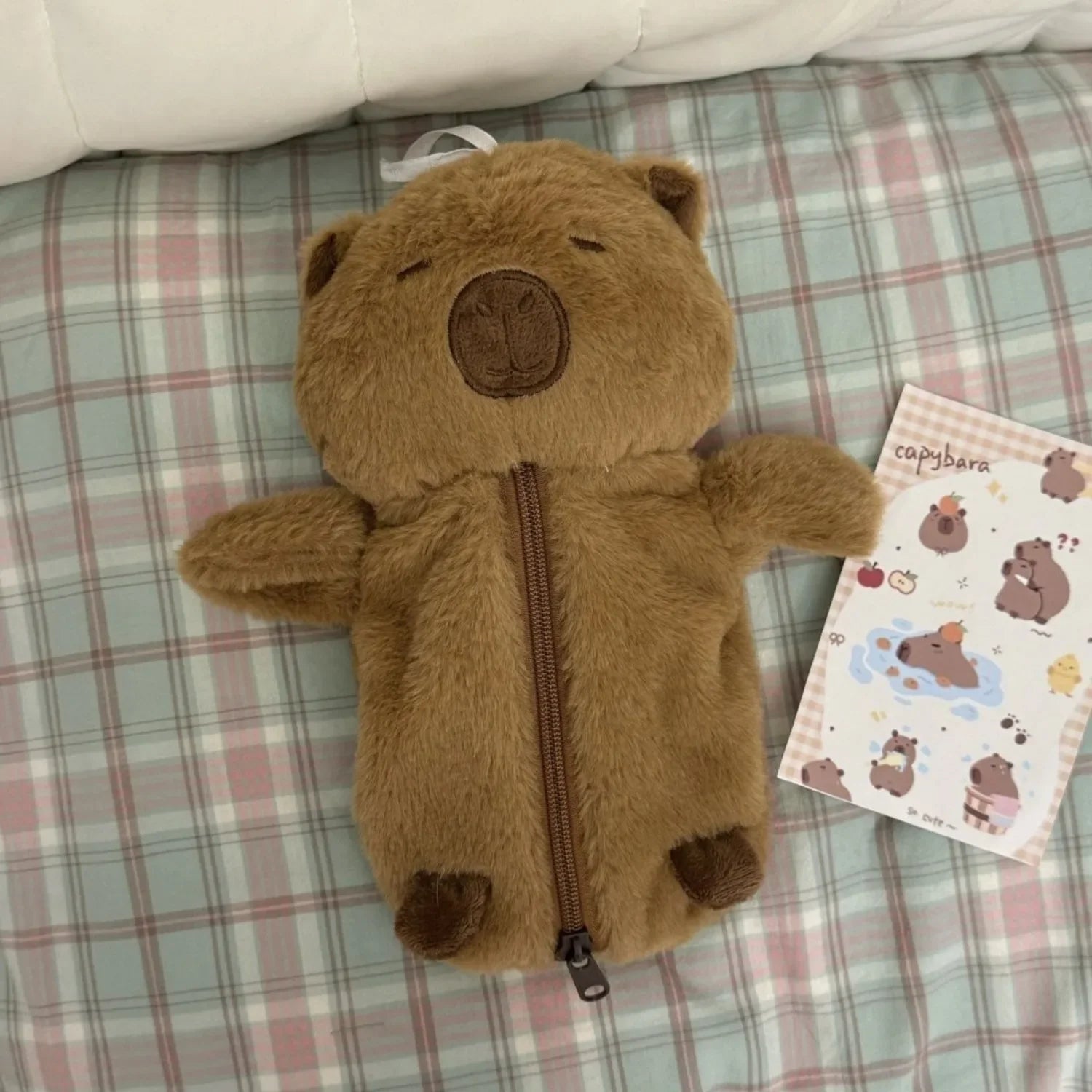 Creative Plush Capybara Pen Bag Large Capacity Pencil Case Multifunctional Stationery Storage Bag Pen Bag Gift Beauty Trend Shop