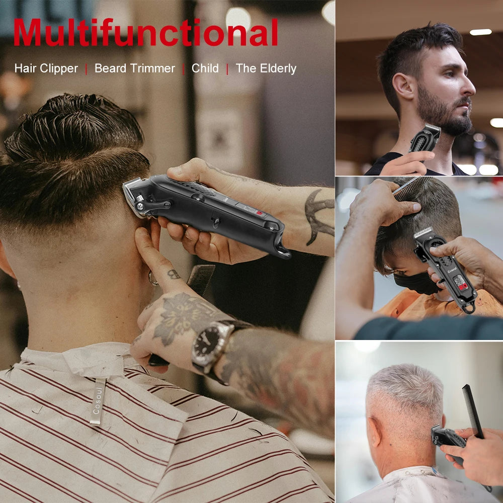 Cosoul Hair Clipper Compact Size Hair Trimmer Electric Beard Trimmer LED Display Hair Length Adjustable Big Capacity Battery Beauty World Shop