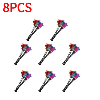 5pcs/set Cat Interactive Wand Colorful Feather Chicken Feather Cat Stick Bell Portable Creative Fashion Novelty Pet Cat Supplies Beauty World Shop