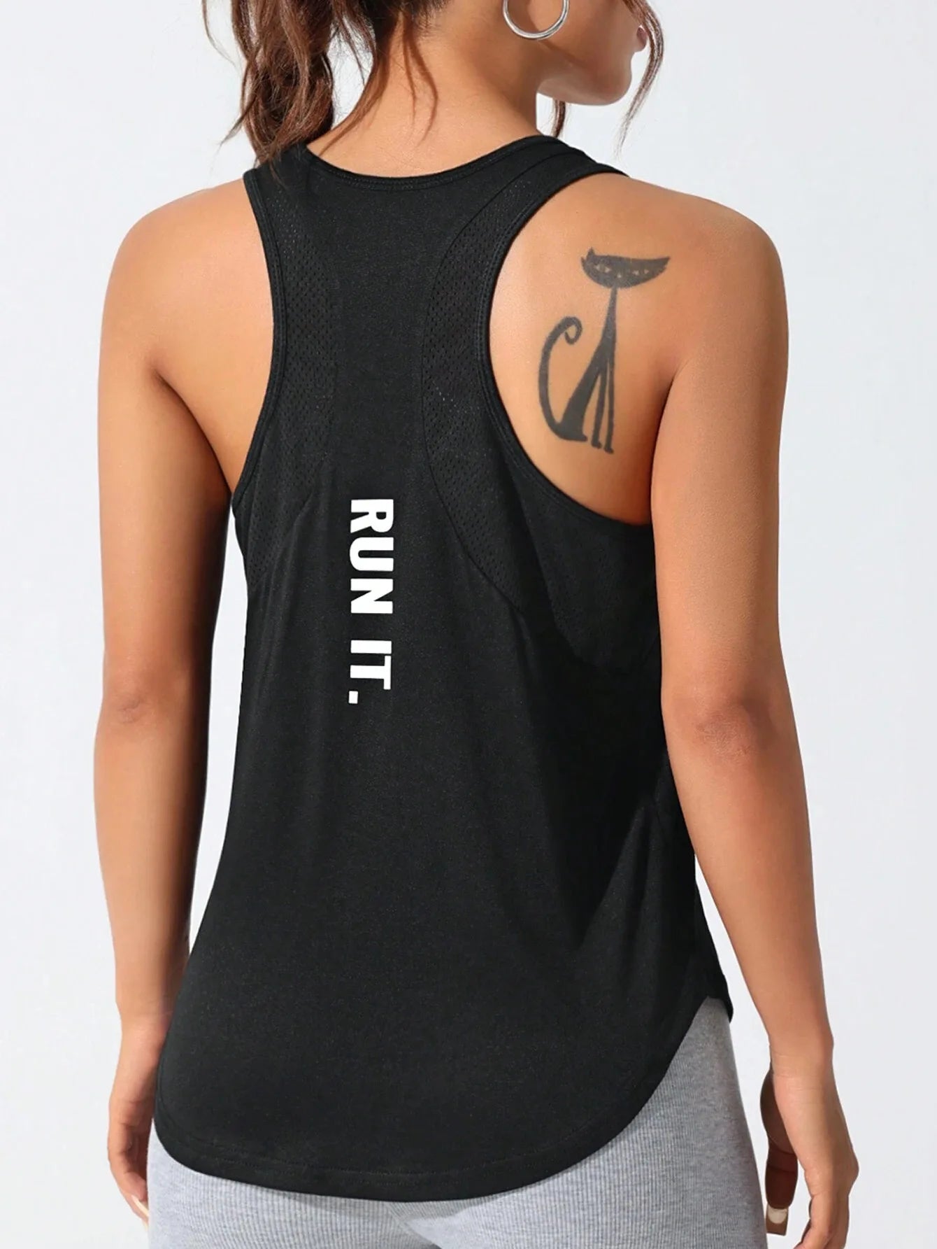 Women's running vest, special letter style, loose long top vest, a good choice for yoga running Beauty World Shop