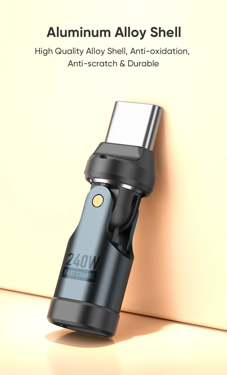 AUFU PD240W USB C to Type C OTG Adapter 540 Rotation 5A Fast Charge Cable Converter for iPhone 16 MacBook Samsung Xiaomi Laptop Beauty World Shop