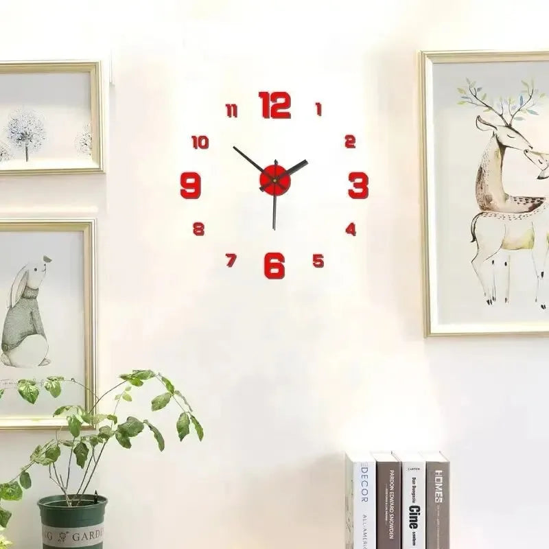 Digital Clock Wall Clock Living Room Large Garden Acrylic Mirror Sticker Decoration Decoration for Bedroom Decororation Clocks Beauty World Shop