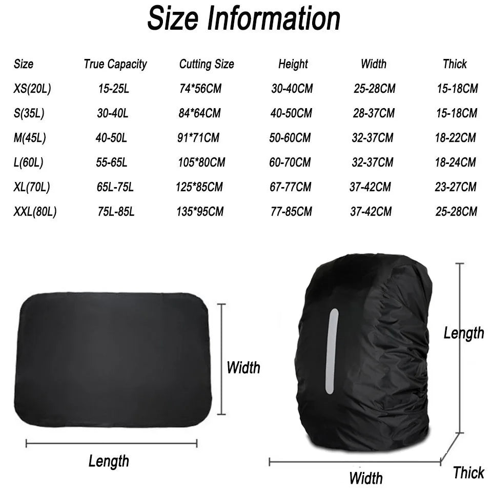 KoKossi 20L-80L Backpack Rain Cover Mountain Climbing Reflective Outdoor Waterproof Bag Camping Hiking Bag Dust Cover Woman Men Beauty World Shop