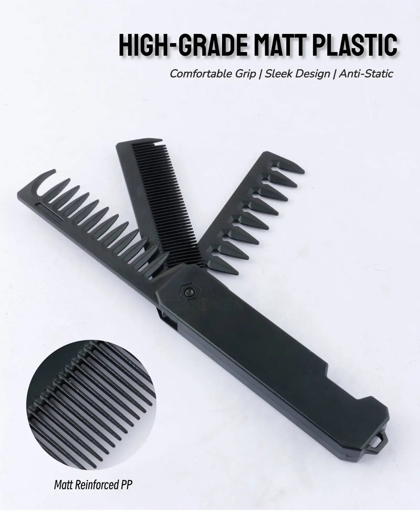 Professional 3 in 1 Pocket Folding Combs Wide Tooth Oil Head Comb Beard Combing Barber Hair Clipper Comb Salon Hair Styling Tool Beauty World Shop