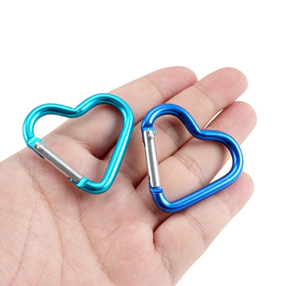 1 Pcs Heart-shaped Aluminum Carabiner Key Chain Clip Outdoor Keyring Hook Water Bottle Hanging Buckle Travel Kit Accessories Beauty World Shop