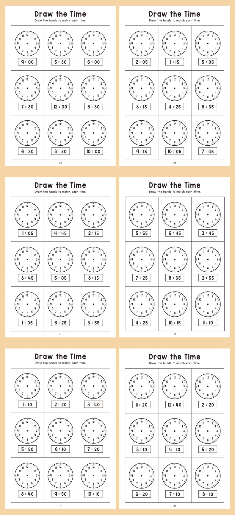 32 Page Telling Time Exercise Time Cognition Book Interactive Game Book about Time Fun Time Game Drawing Learning Book Beauty World Shop