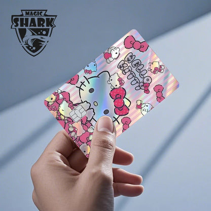 Hot Sale Hello Kitty Kuromi Holographic Laser Shinny Film Skin Cover Sticker for Debit Credit Card Bank Card Beauty World Shop