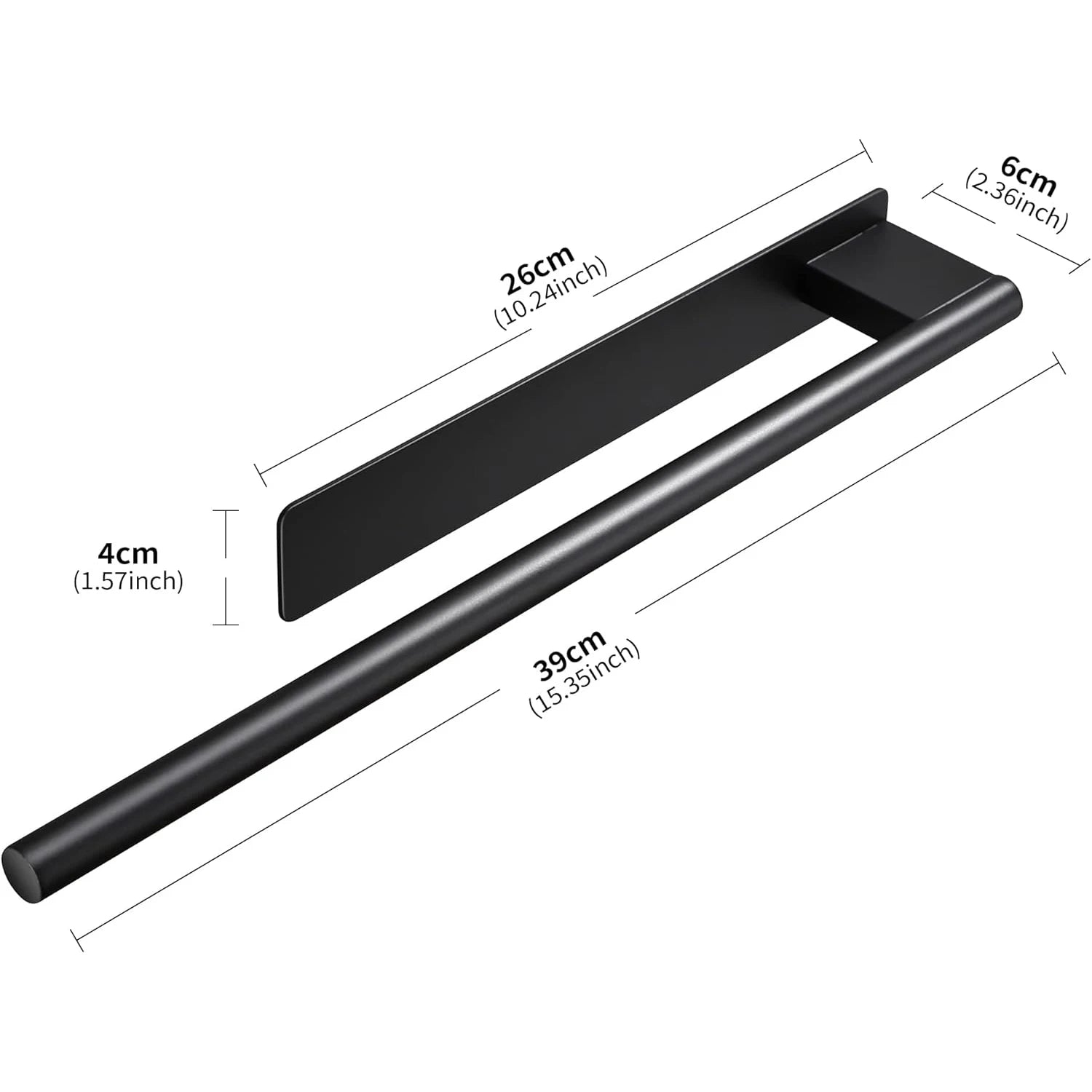 Bathroom Towel Racks No Drill Double Adhesive Towel Bar Stainless Steel Black 39 CM Towel Rack for Bathroom and Kitchen Beauty World Shop