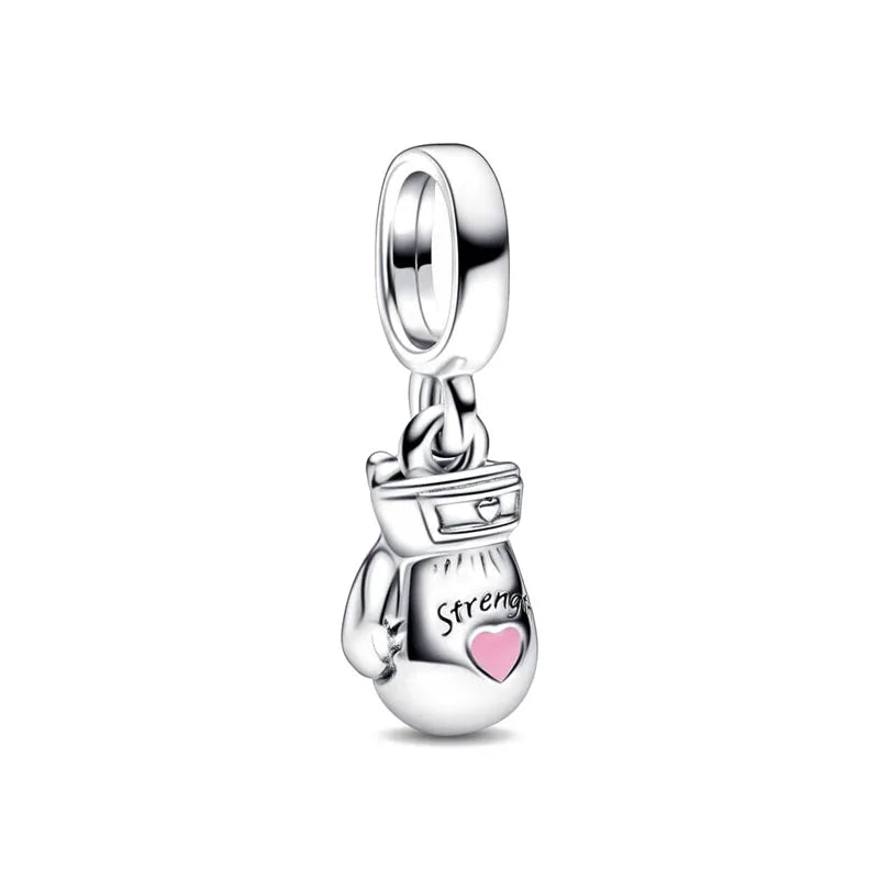 2025 Hot selling 925 Silver Pink Bird Moon Pendant Suitable for European Bracelets DIY Accessories Women's Charm Jewelry Gifts Beauty World Shop