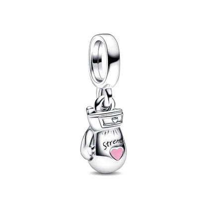 2025 Hot selling 925 Silver Pink Bird Moon Pendant Suitable for European Bracelets DIY Accessories Women's Charm Jewelry Gifts Beauty World Shop