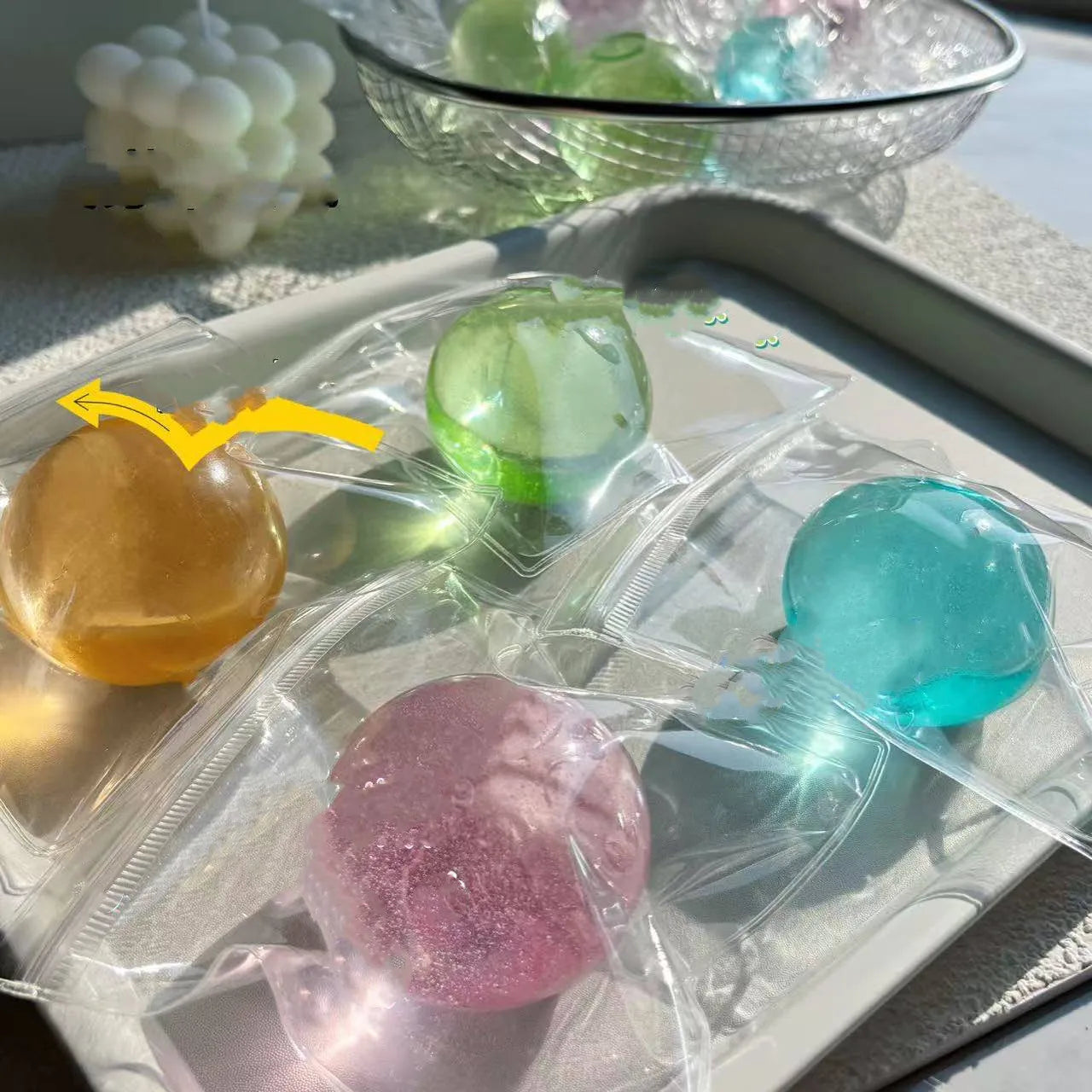 Blue Maltose Squishy Toys Anti Stress Sensory Fidgets Toy Soft Simulated Transparent Blue Maltose Slow-rebound Decompression Toy Beauty World Shop
