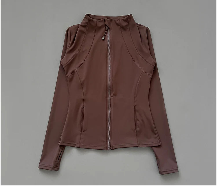 Quick Dry Stand Up Collar Fitness Jacket For Women Slim-Fit Zipper Yoga Wear Long Sleeve Breathable Running Sports Cycling Top Beauty World Shop
