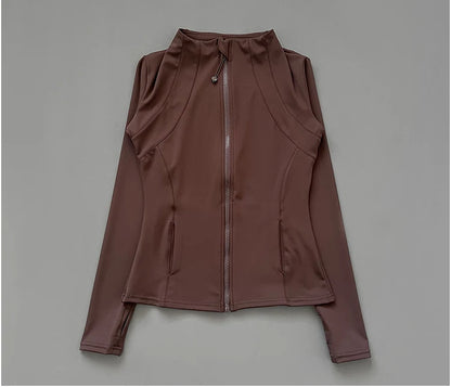 Quick Dry Stand Up Collar Fitness Jacket For Women Slim-Fit Zipper Yoga Wear Long Sleeve Breathable Running Sports Cycling Top Beauty World Shop