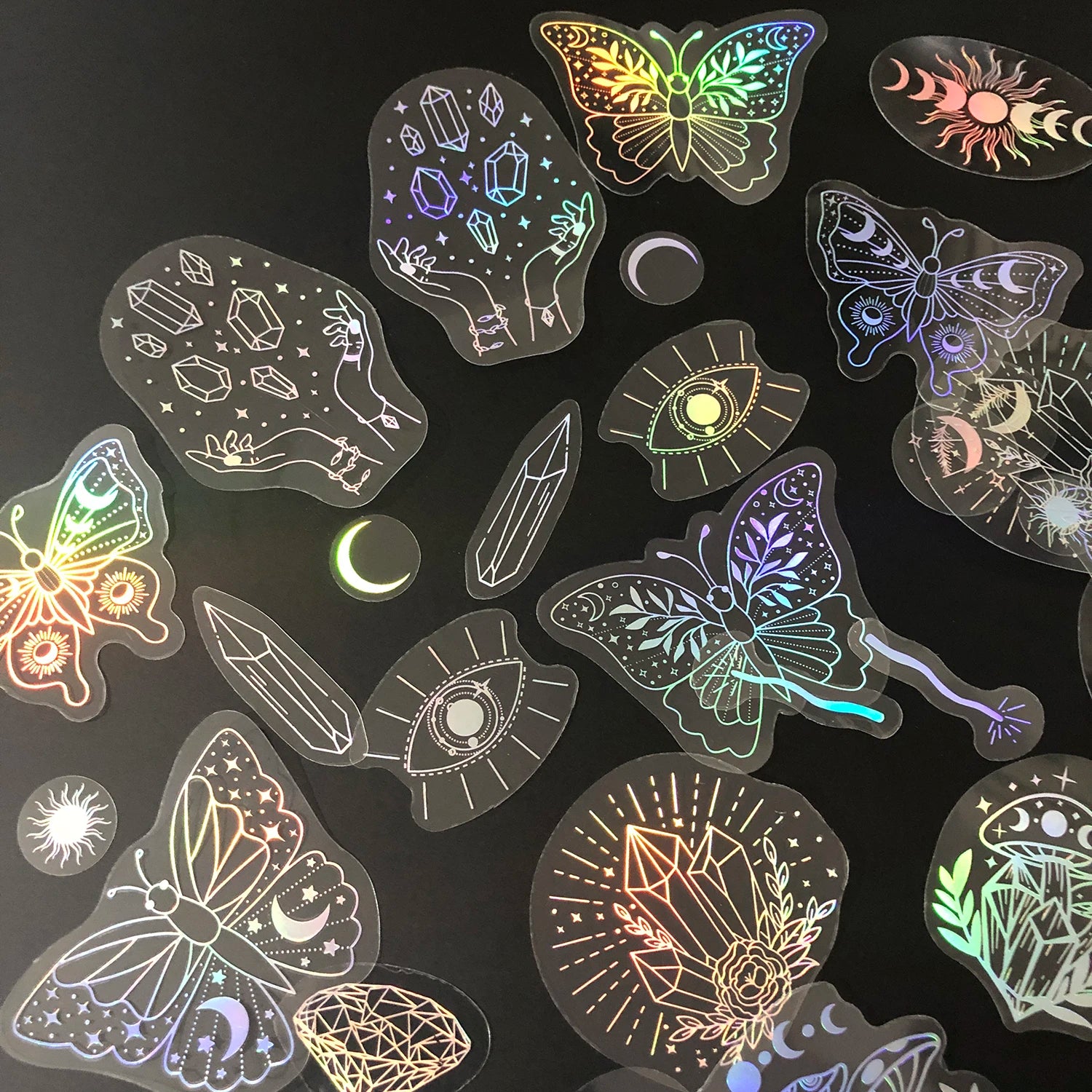 40pcs Holographic Glitter Stickers PET Transparent Shiny Waterproof Decorative Decals For Water Bottles Scrapbooking Laptop Beauty World Shop