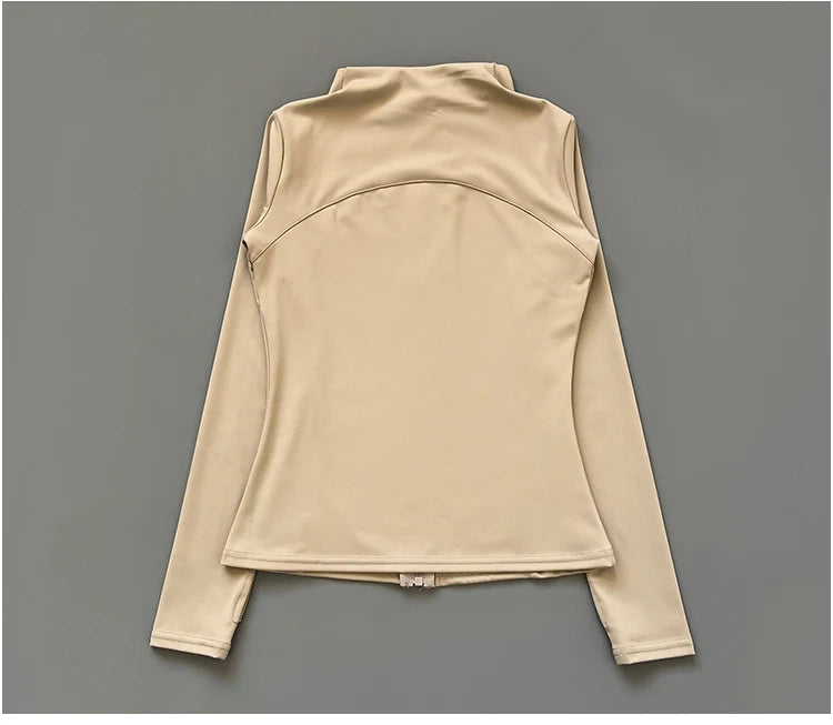 Quick Dry Stand Up Collar Fitness Jacket For Women Slim-Fit Zipper Yoga Wear Long Sleeve Breathable Running Sports Cycling Top Beauty World Shop